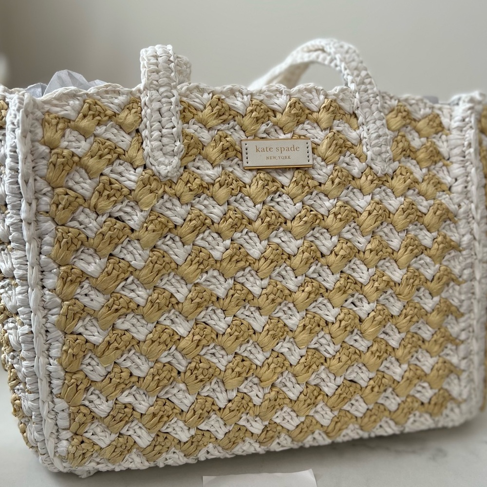 High Tide Striped Raffia Medium Tote by kate spade New York